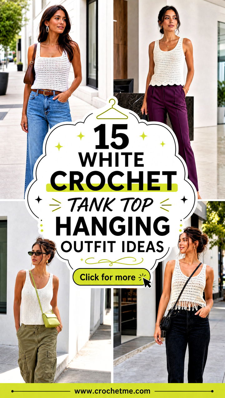 15 White Crochet Tank Top Hanging outfit ideas - 15 White Crochet Tank Top Hanging outfit ideas