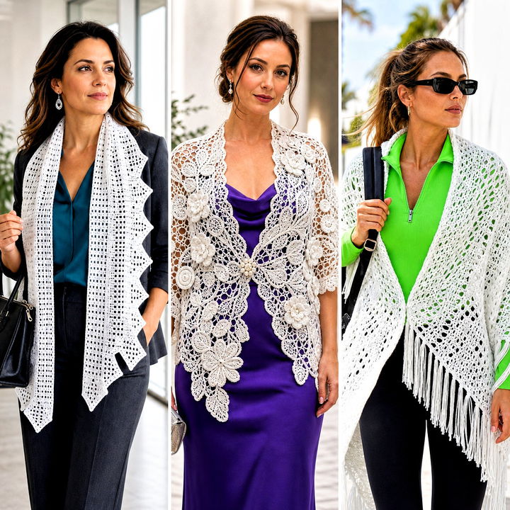 15 White Crocheted Shawl With Intricate Outfit Ideas to Love
