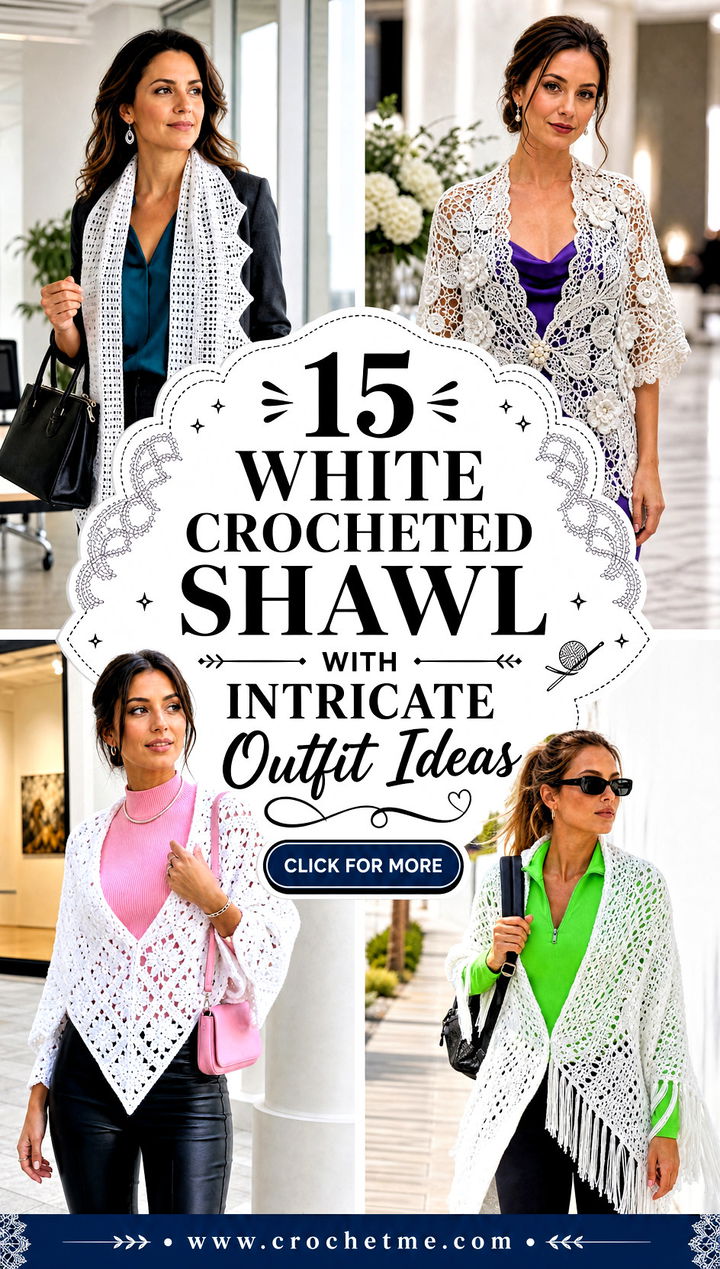 15 White Crocheted Shawl With Intricate outfit ideas - 15 White Crocheted Shawl With Intricate outfit ideas