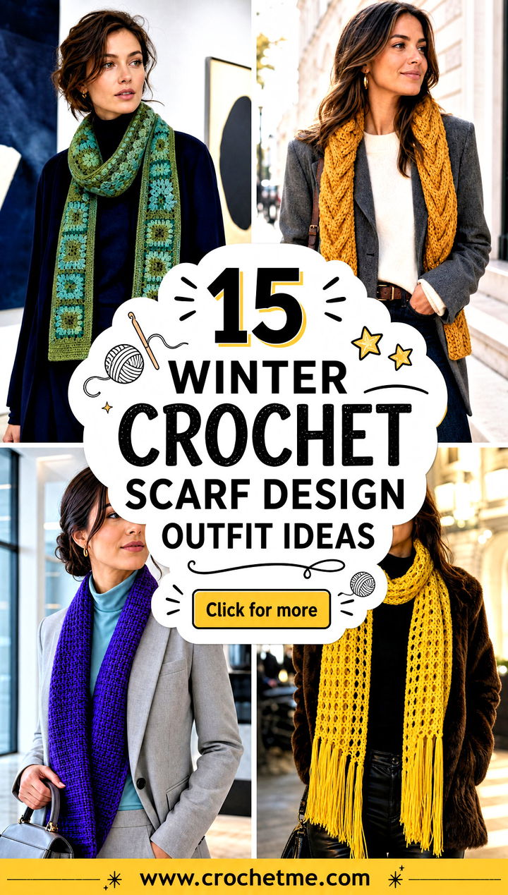 15 Winter Crochet Scarf Design outfit ideas - 15 Winter Crochet Scarf Design outfit ideas