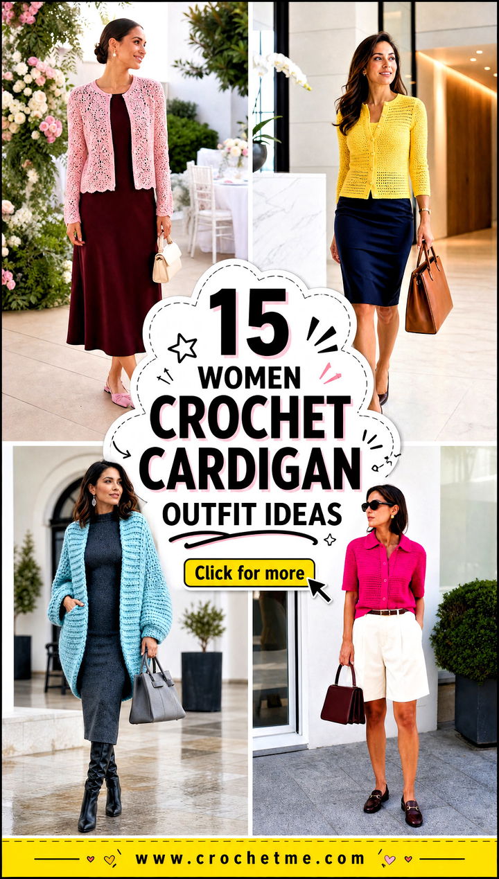 15 Women Crochet Cardigan outfit ideas - 15 Women Crochet Cardigan outfit ideas