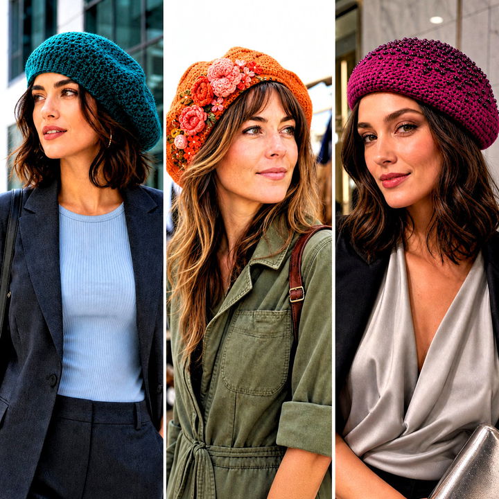 15 Womens Crochet Beret Outfit Ideas for Parisian Style