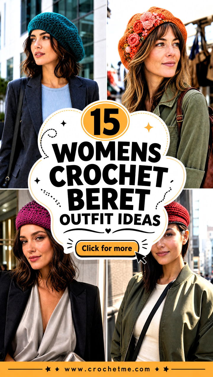 15 Womens Crochet Beret outfit ideas - 15 Womens Crochet Beret outfit ideas