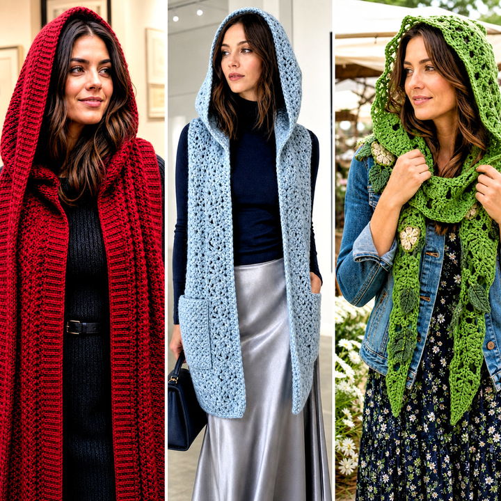 15 Woodland Hooded Crochet Scarf Outfit Ideas for Cold Days