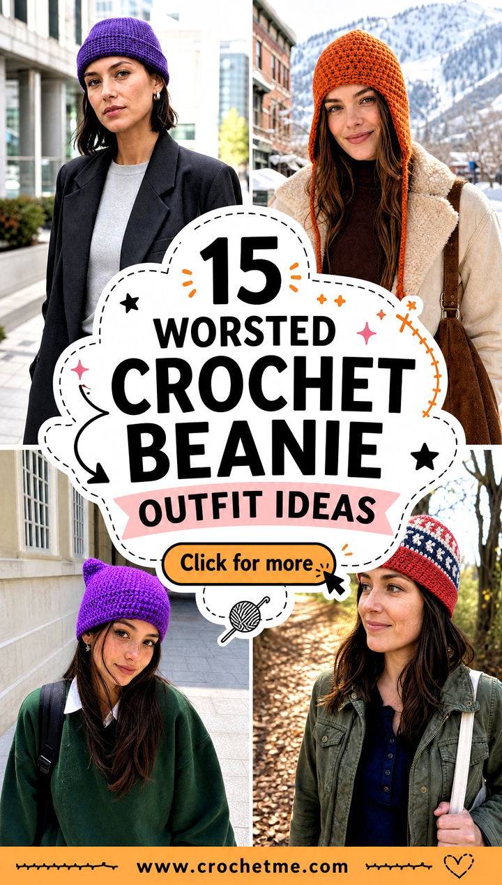 15 Worsted Crochet Beanie outfit ideas - 15 Worsted Crochet Beanie outfit ideas