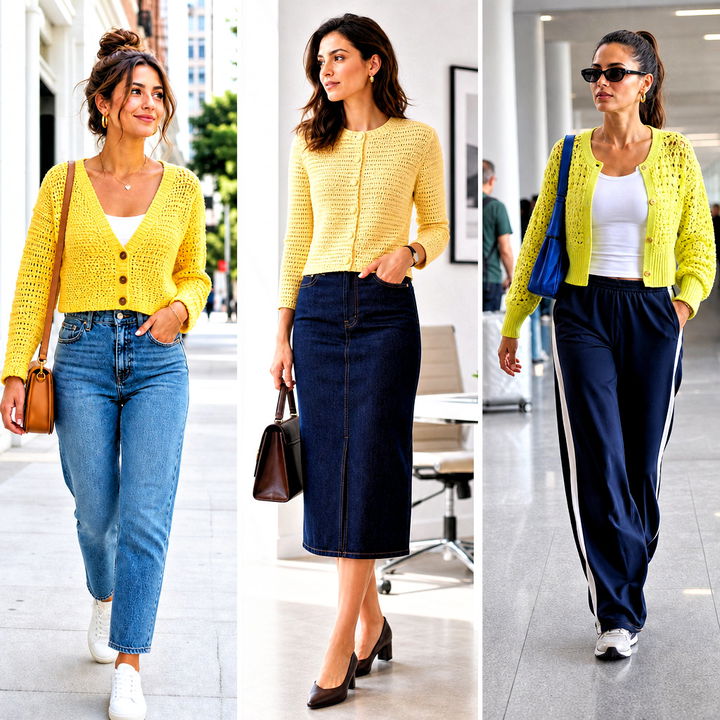 15 Yellow Crochet Cardigan With Buttons Outfit Ideas for Spring