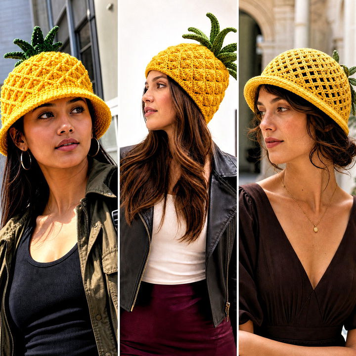 15 Yellow Crochet Pineapple Hat Outfit Ideas for Summer Fun
