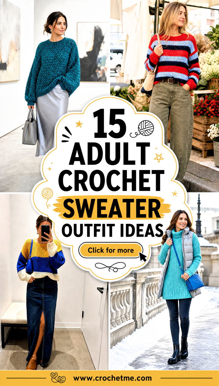 15 adult crochet sweater outfit ideas - 15 adult crochet sweater outfit ideas