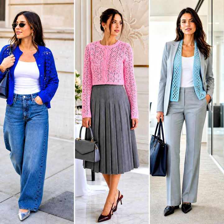 15 Alice and Olivia Crochet Cardigan Outfit Ideas for Chic Layers