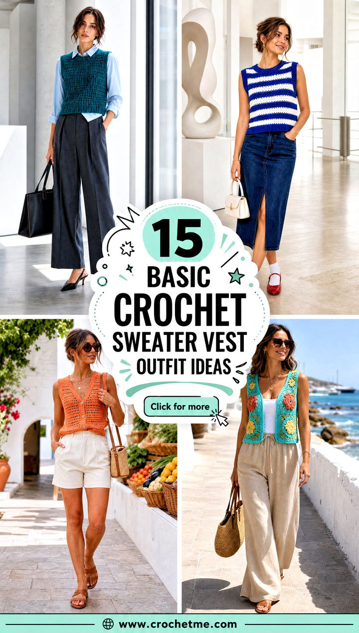 15 basic crochet sweater vest outfit ideas - 15 basic crochet sweater vest outfit ideas