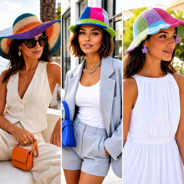 15 Beach Ball Crochet Sun Hat Outfit Ideas for Sunny Days
