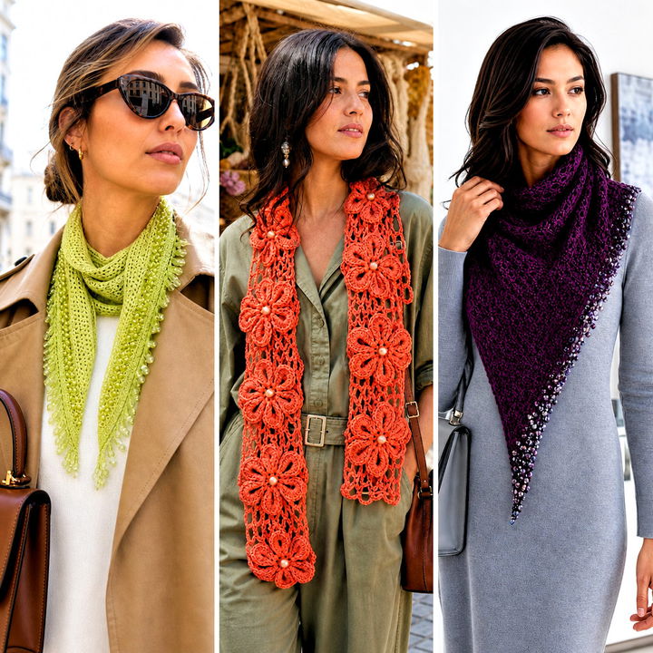 15 Beaded Crochet Scarf Design Outfit Ideas for Chic Layers