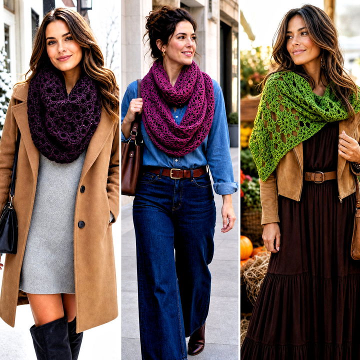 15 Bellflower Infinity Crochet Scarf Outfit Ideas for Winter