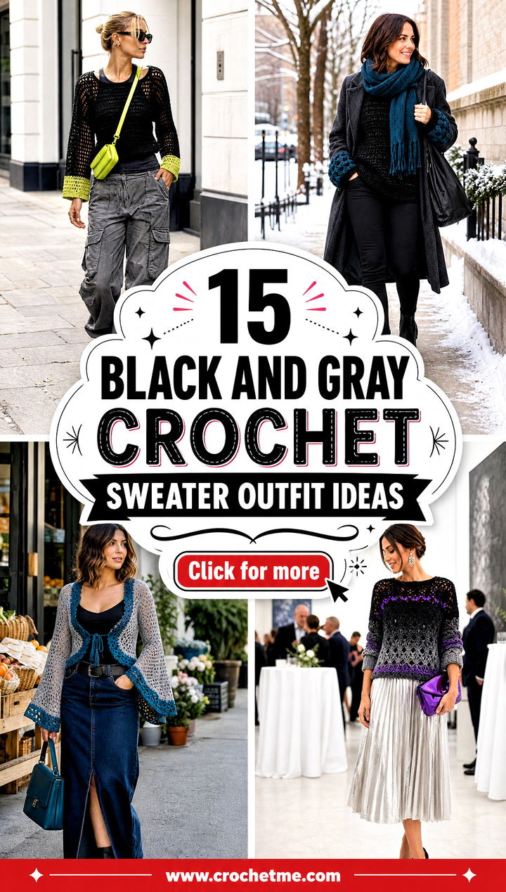 15 black and gray crochet sweater outfit ideas - 15 black and gray crochet sweater outfit ideas