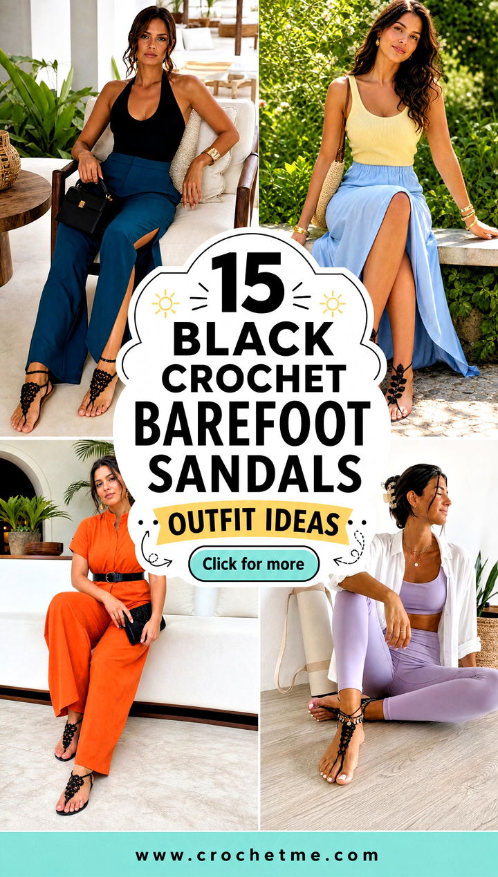 15 black crochet barefoot sandals outfit ideas - 15 black crochet barefoot sandals outfit ideas