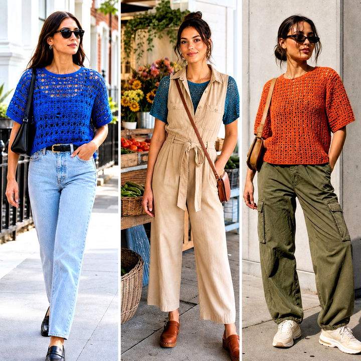 15 Blue Sky Crochet Tee Outfit Ideas for Breezy Summer Days