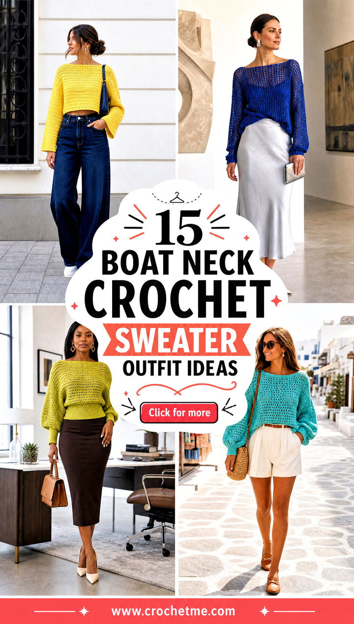 15 boat neck crochet sweater outfit ideas - 15 boat neck crochet sweater outfit ideas