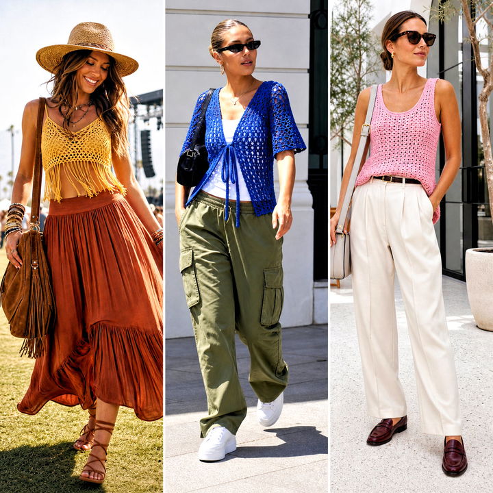 15 Boho Crochet Summer Top Outfit Ideas for Beach Getaways