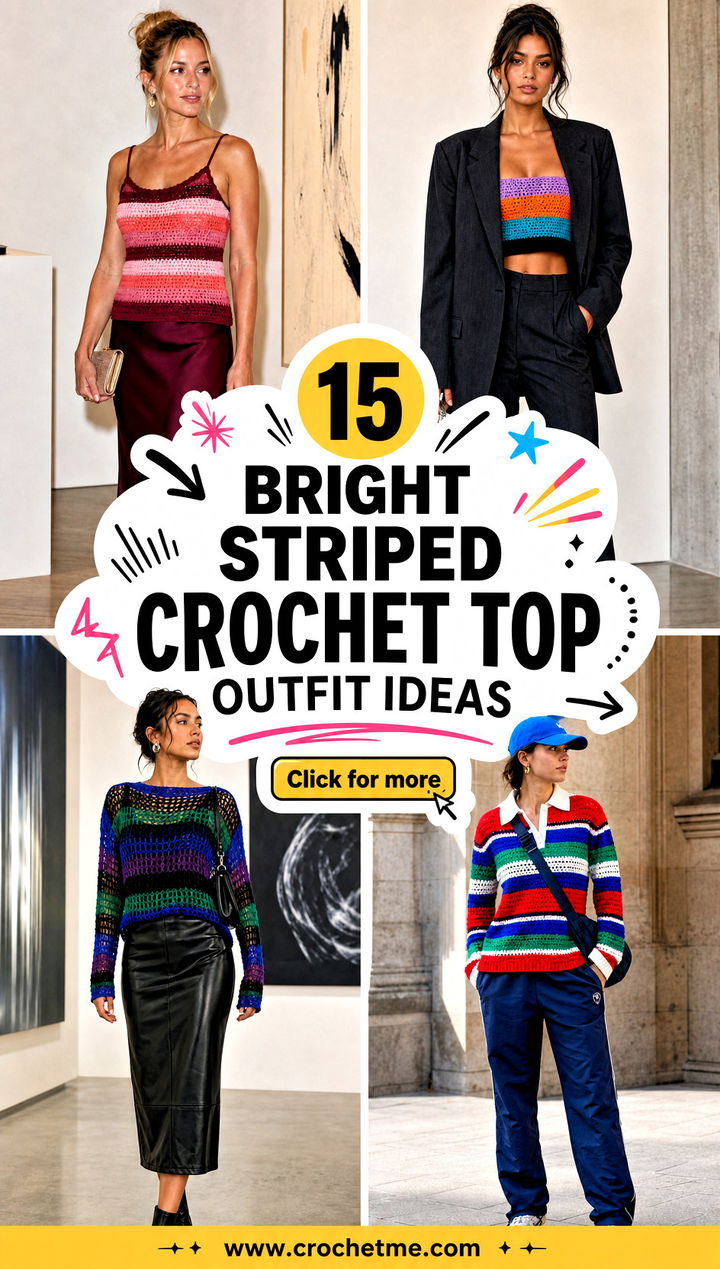 15 bright striped crochet top outfit ideas - 15 bright striped crochet top outfit ideas