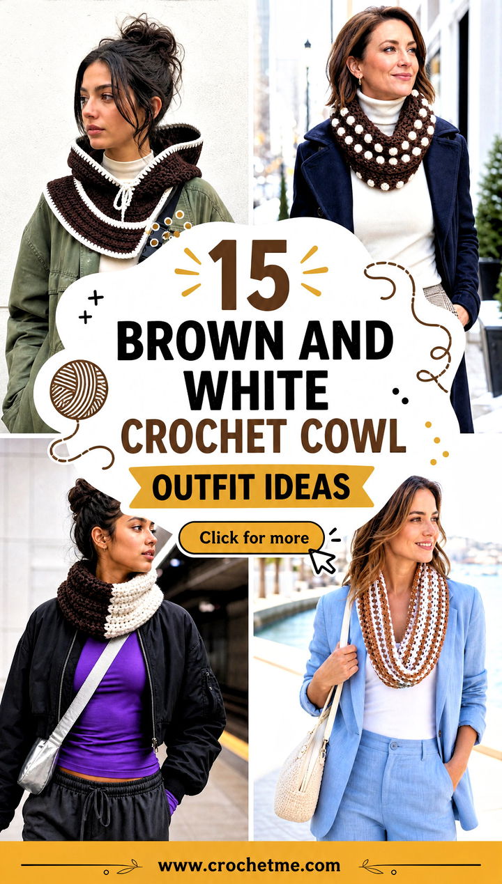 15 brown and white crochet cowl outfit ideas - 15 brown and white crochet cowl outfit ideas
