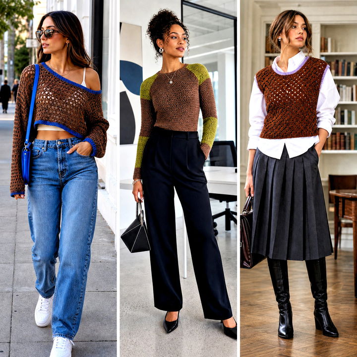 15 Brown Crochet Sweater Outfit Ideas for Effortless Fall Style