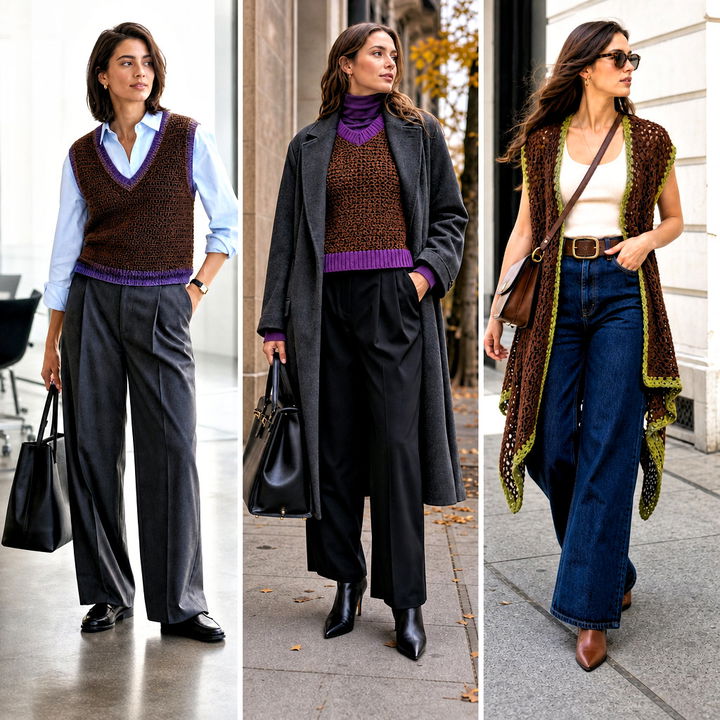 15 Brown Crochet Vest Outfit Ideas for Easy Fall Layering
