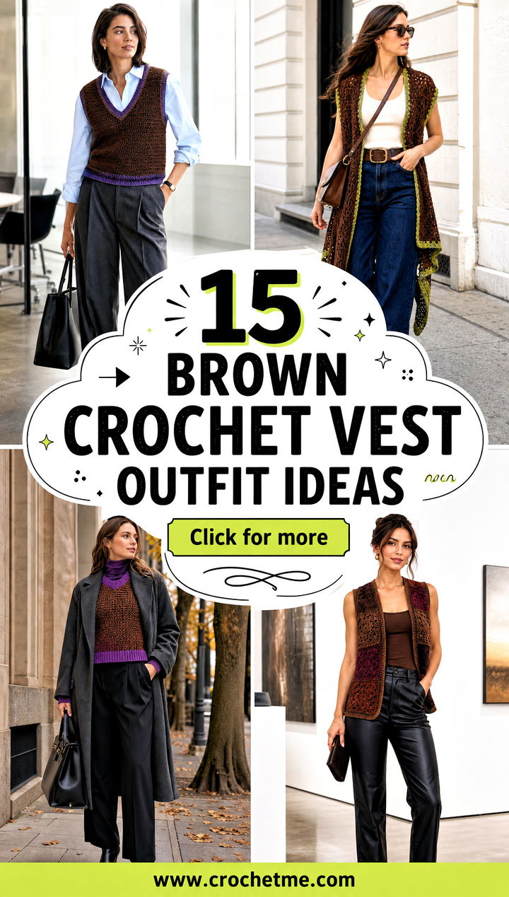 15 brown crochet vest outfit ideas - 15 brown crochet vest outfit ideas