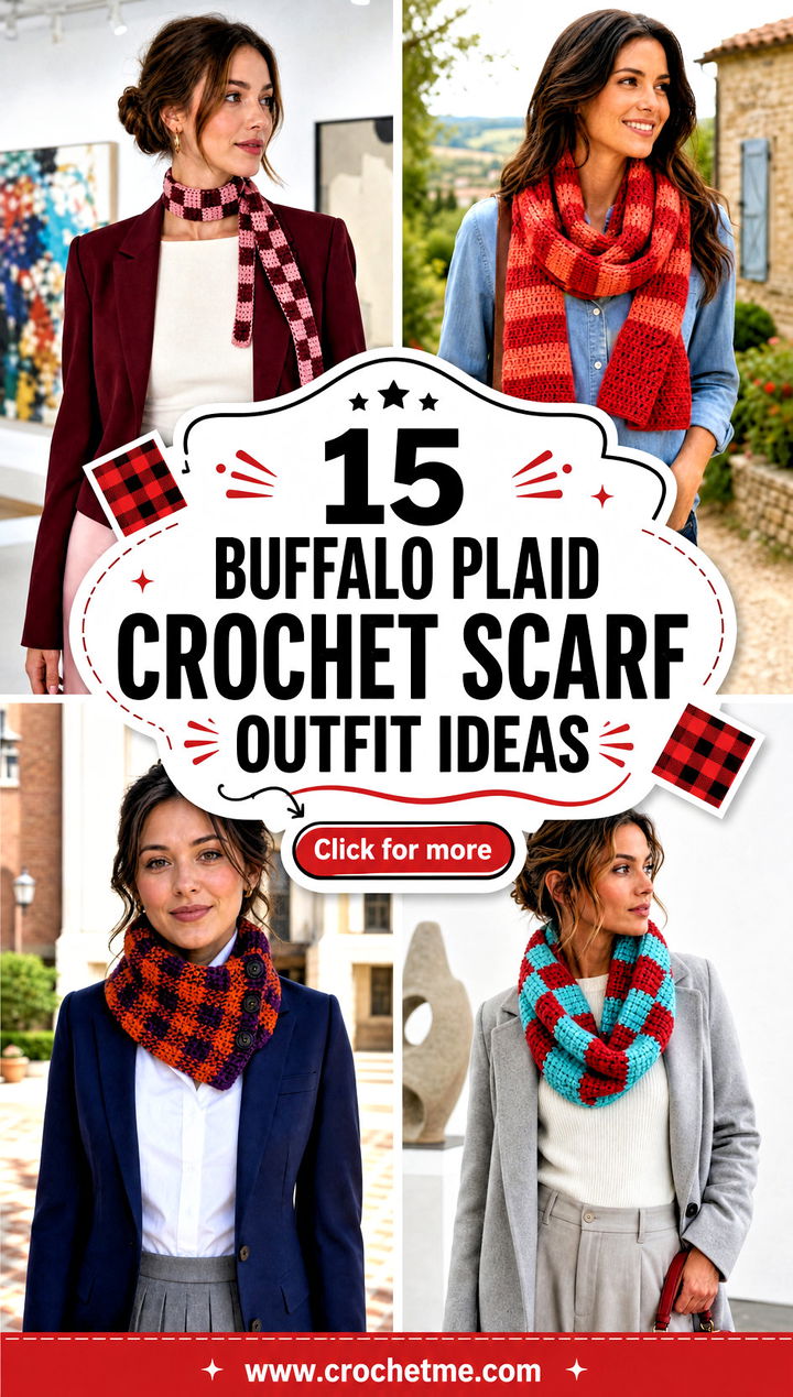 15 buffalo plaid crochet scarf outfit ideas - 15 buffalo plaid crochet scarf outfit ideas