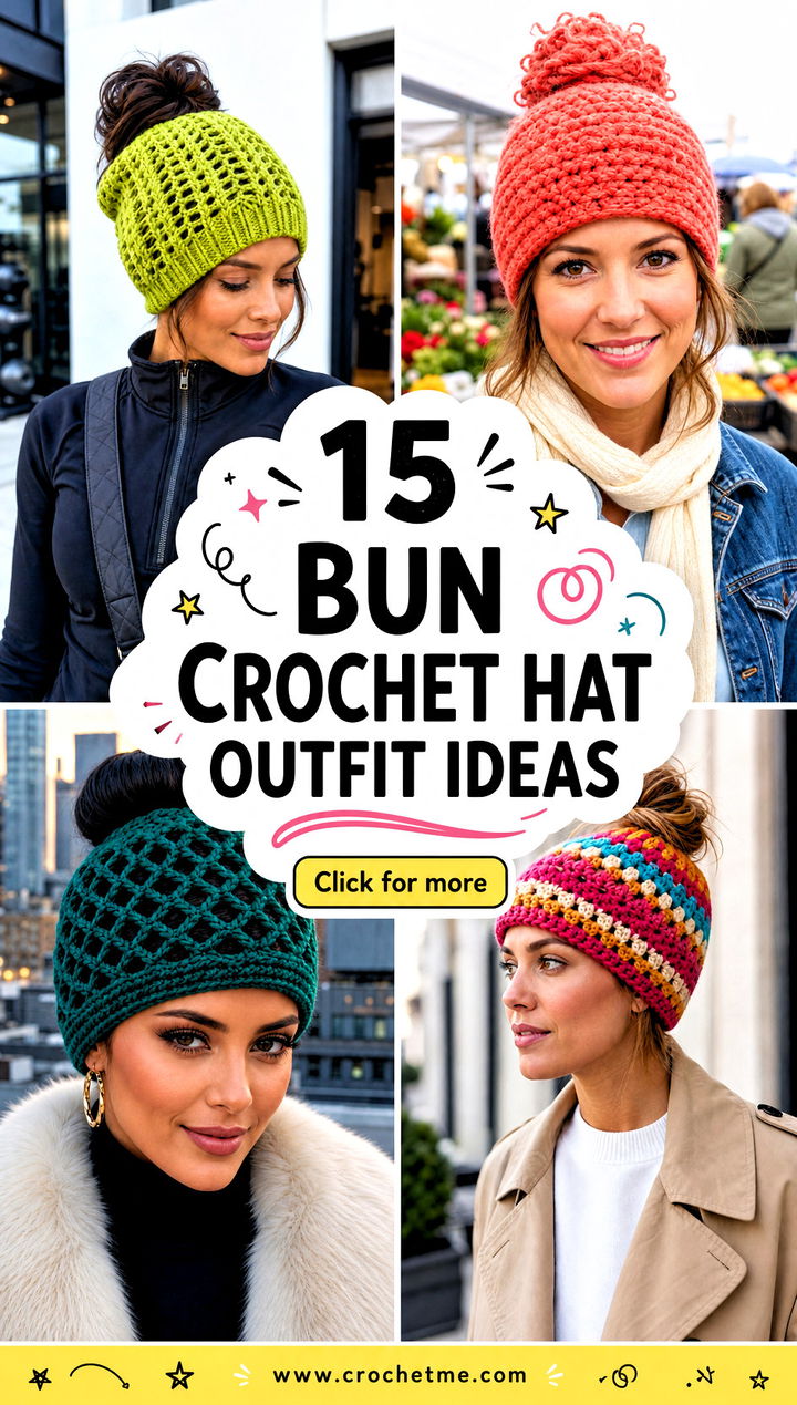15 bun crochet hat outfit ideas - 15 bun crochet hat outfit ideas
