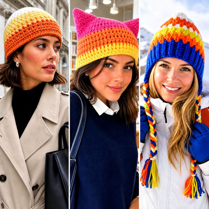 15 Candy Corn Crochet Beanie Outfit Ideas for Playful Fall Style