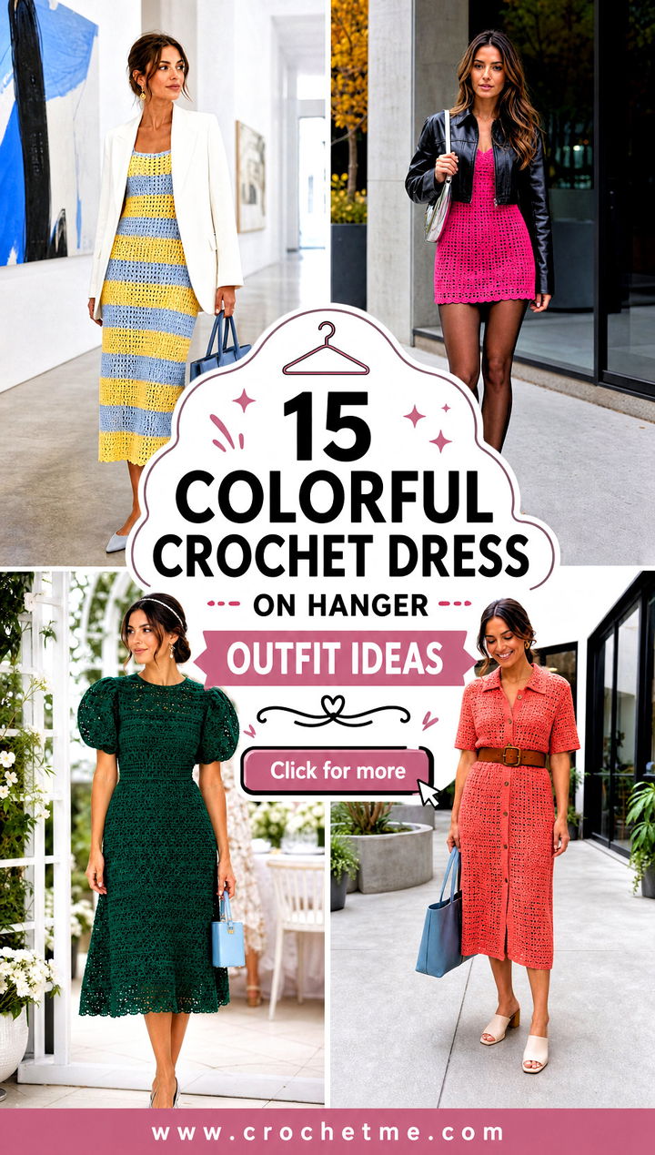 15 colorful crochet dress on hanger outfit ideas - 15 colorful crochet dress on hanger outfit ideas
