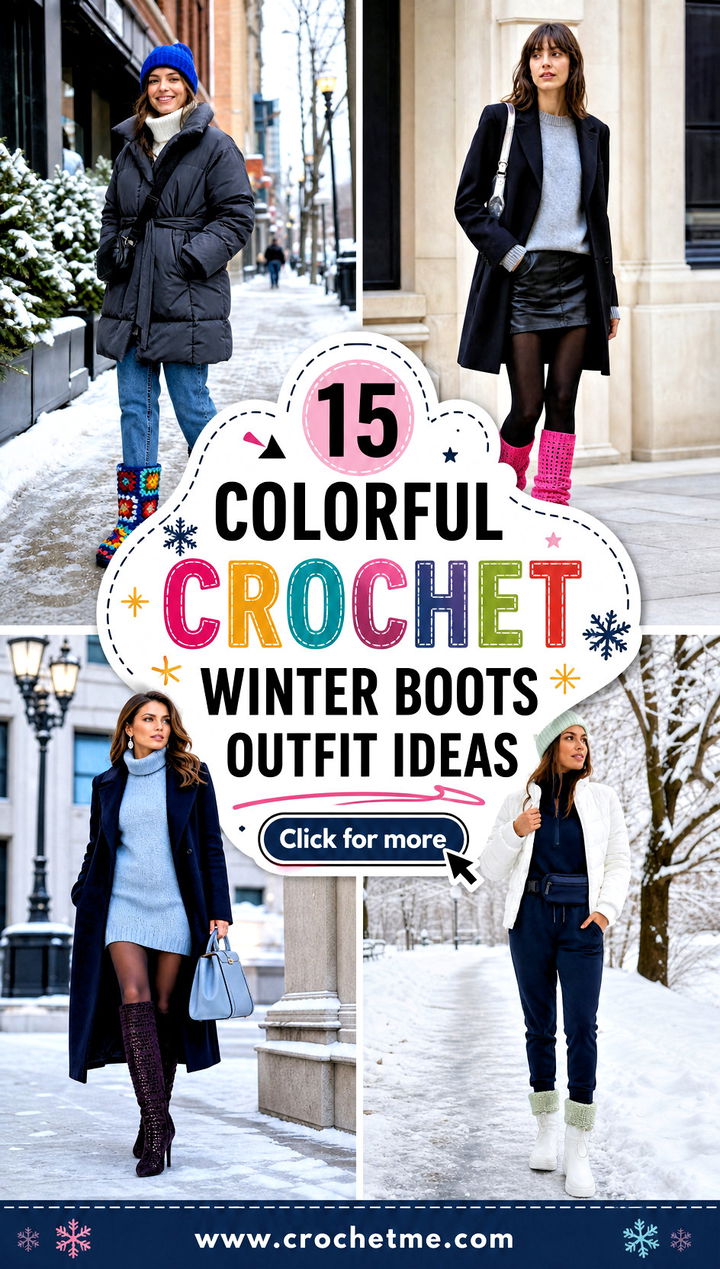 15 colorful crochet winter boots outfit ideas - 15 colorful crochet winter boots outfit ideas