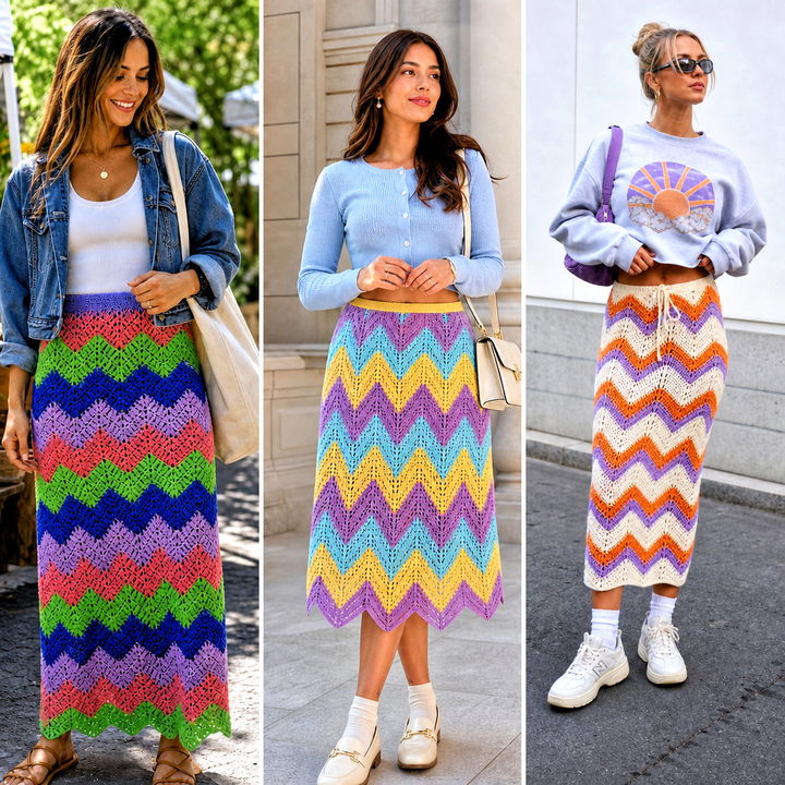 15 Colorful Crochet Zigzag Skirt Outfit Ideas for Playful Style