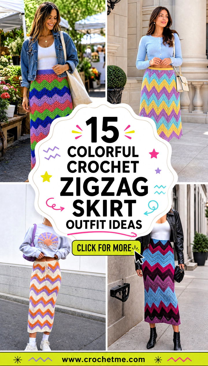 15 colorful crochet zigzag skirt outfit ideas - 15 colorful crochet zigzag skirt outfit ideas
