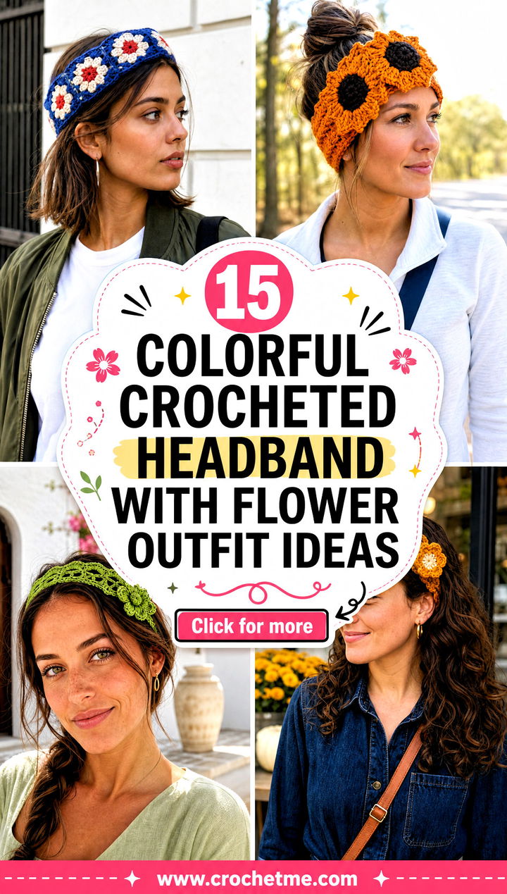 15 colorful crocheted headband with flower outfit ideas - 15 colorful crocheted headband with flower outfit ideas