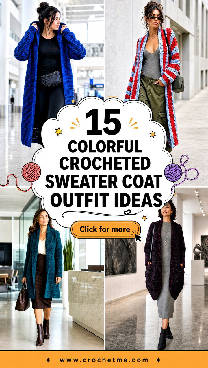 15 colorful crocheted sweater coat outfit ideas - 15 colorful crocheted sweater coat outfit ideas