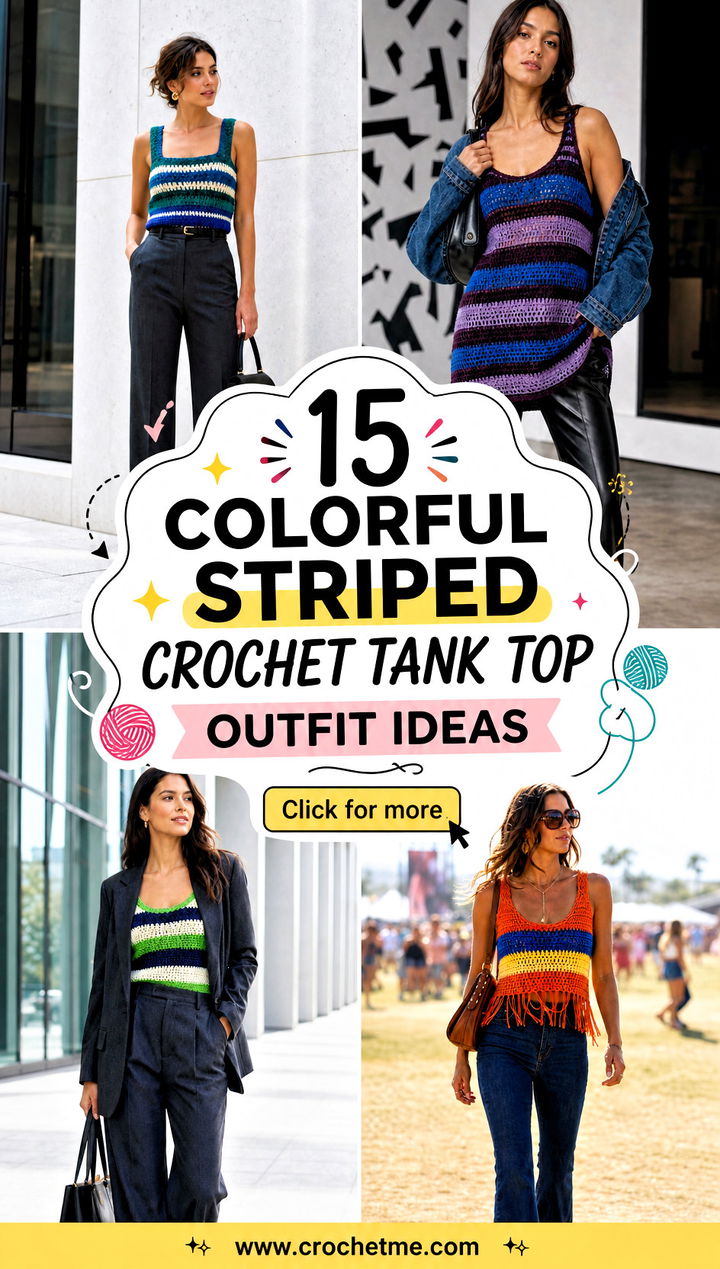 15 colorful striped crochet tank top outfit ideas - 15 colorful striped crochet tank top outfit ideas