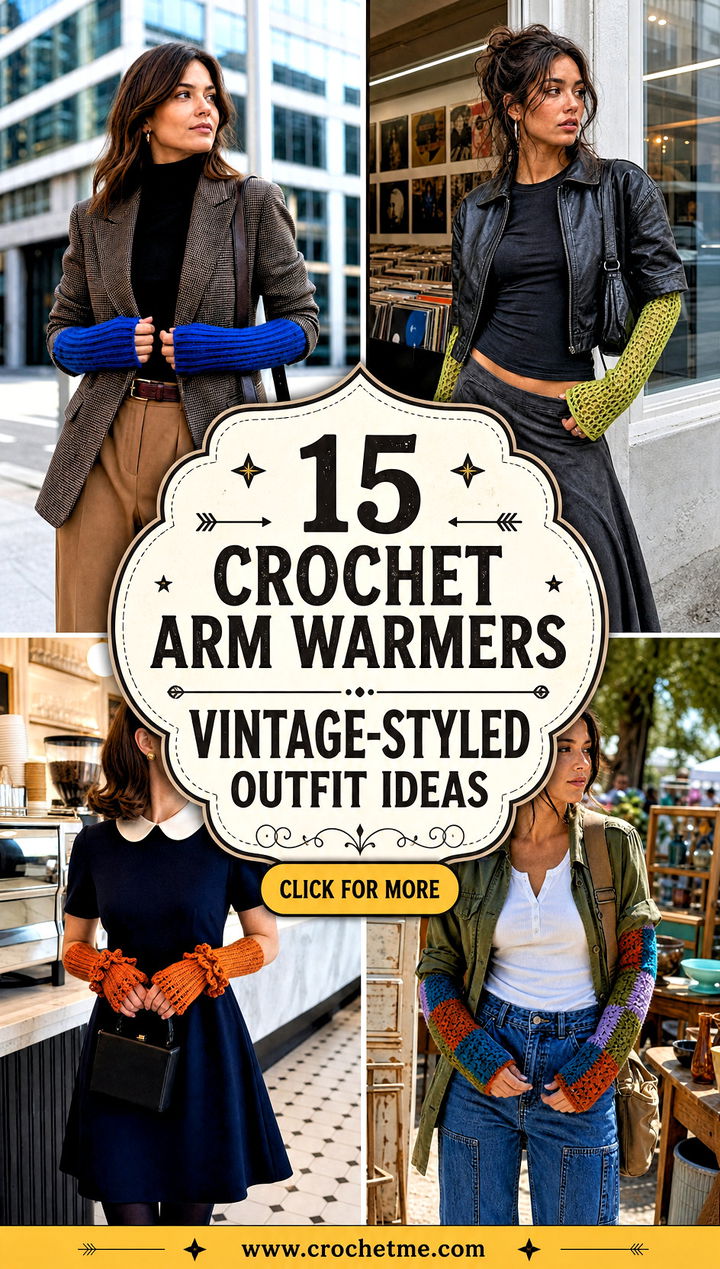 15 crochet arm warmers vintage-styled outfit ideas - 15 crochet arm warmers vintage-styled outfit ideas