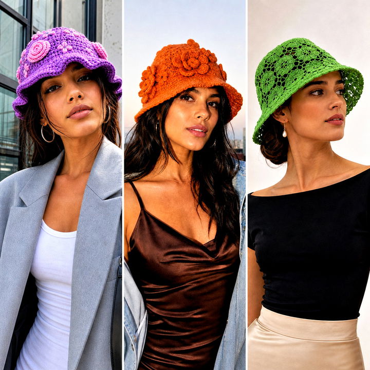15 crochet bucket hat with floral outfit ideas