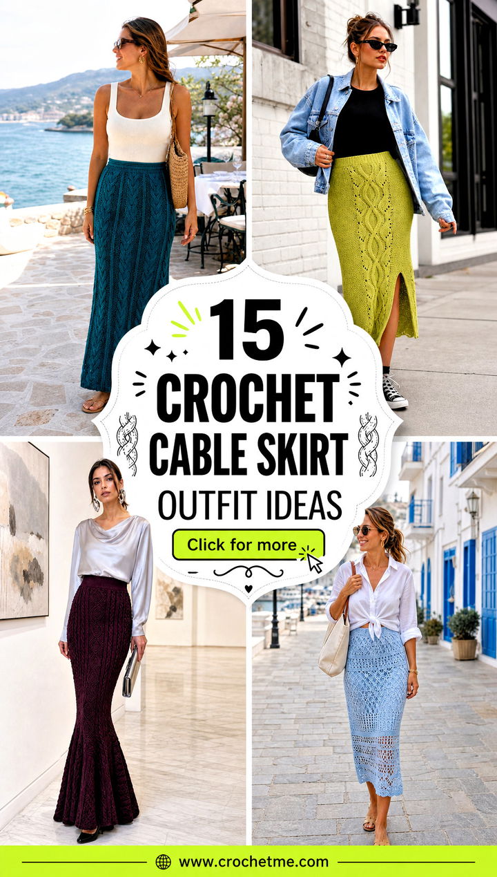 15 crochet cable skirt outfit ideas - 15 crochet cable skirt outfit ideas