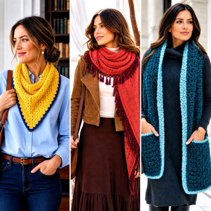 15 Crochet Candy Scarf Outfit Ideas for Playful Winter Style