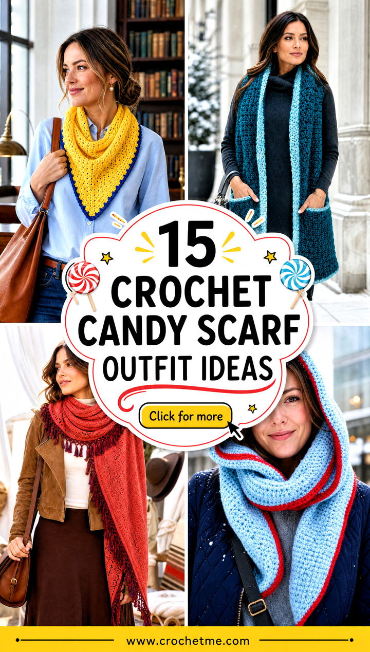 15 crochet candy scarf outfit ideas - 15 crochet candy scarf outfit ideas