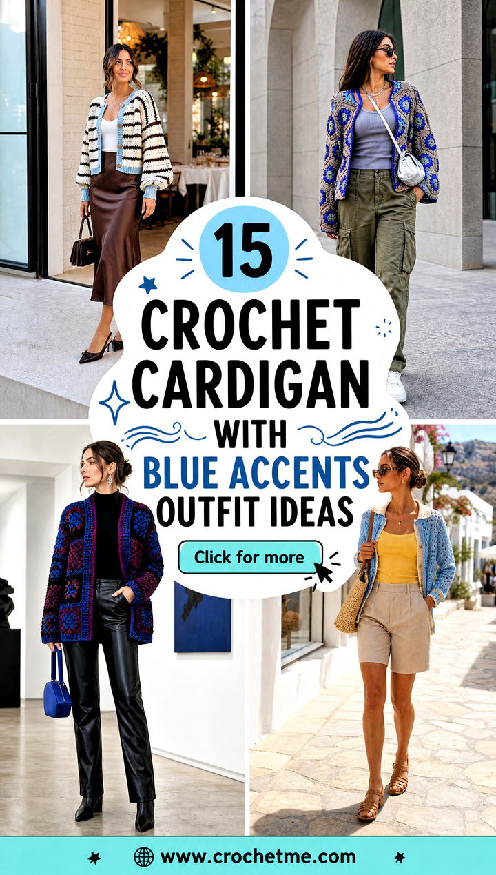 15 crochet cardigan with blue accents outfit ideas - 15 crochet cardigan with blue accents outfit ideas