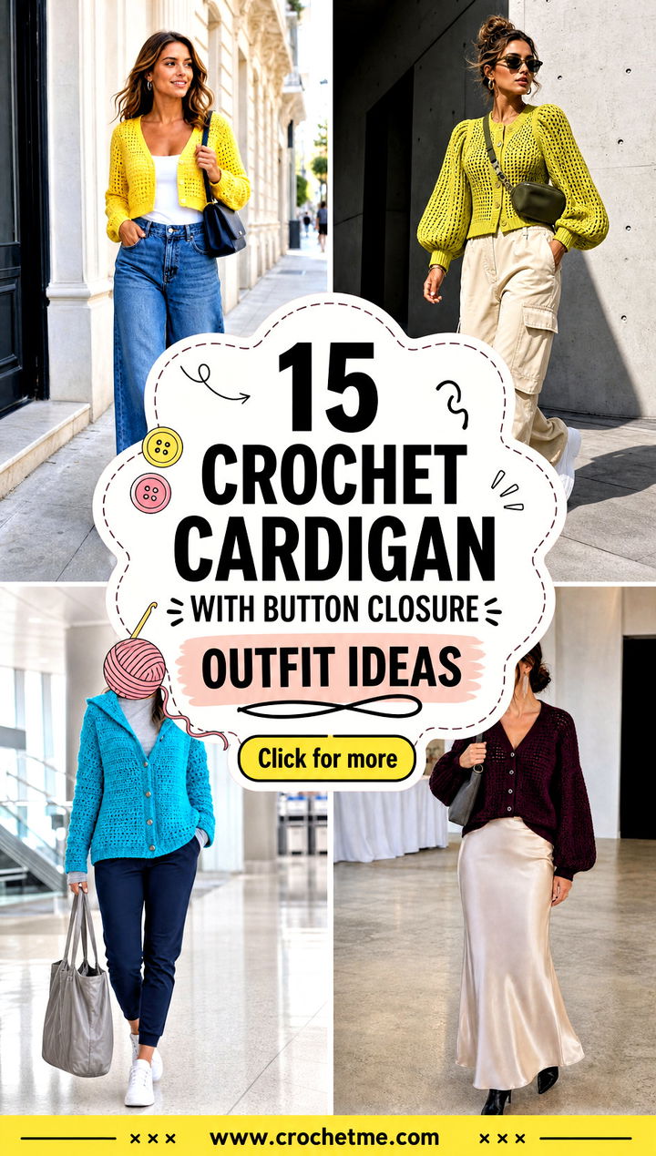 15 crochet cardigan with button closure outfit ideas - 15 crochet cardigan with button closure outfit ideas
