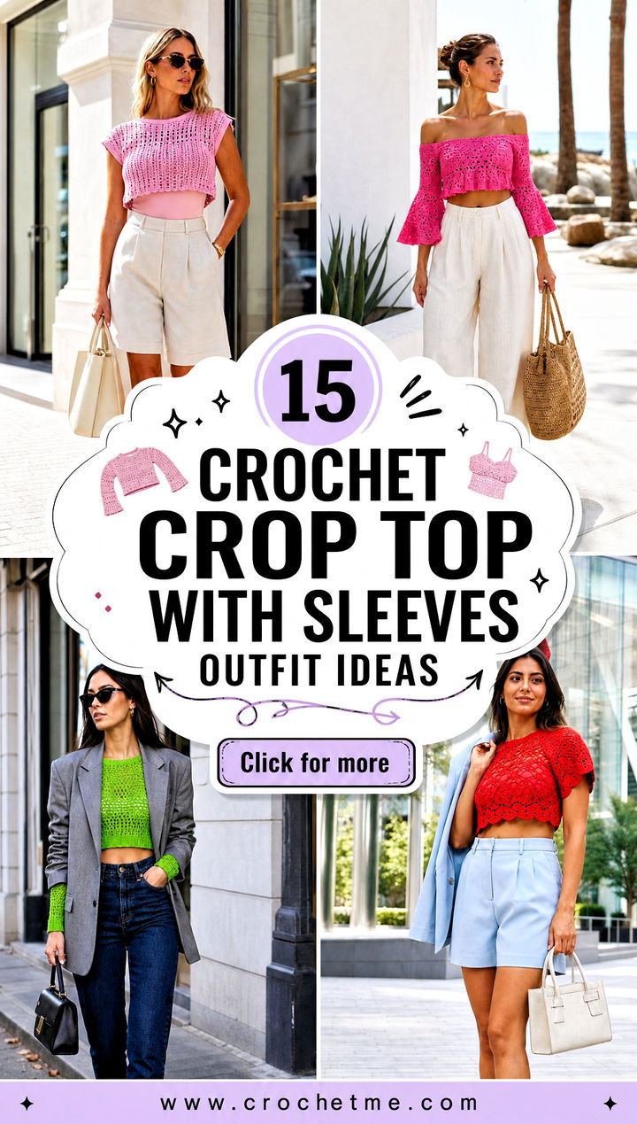 15 crochet crop top with sleeves outfit ideas - 15 crochet crop top with sleeves outfit ideas