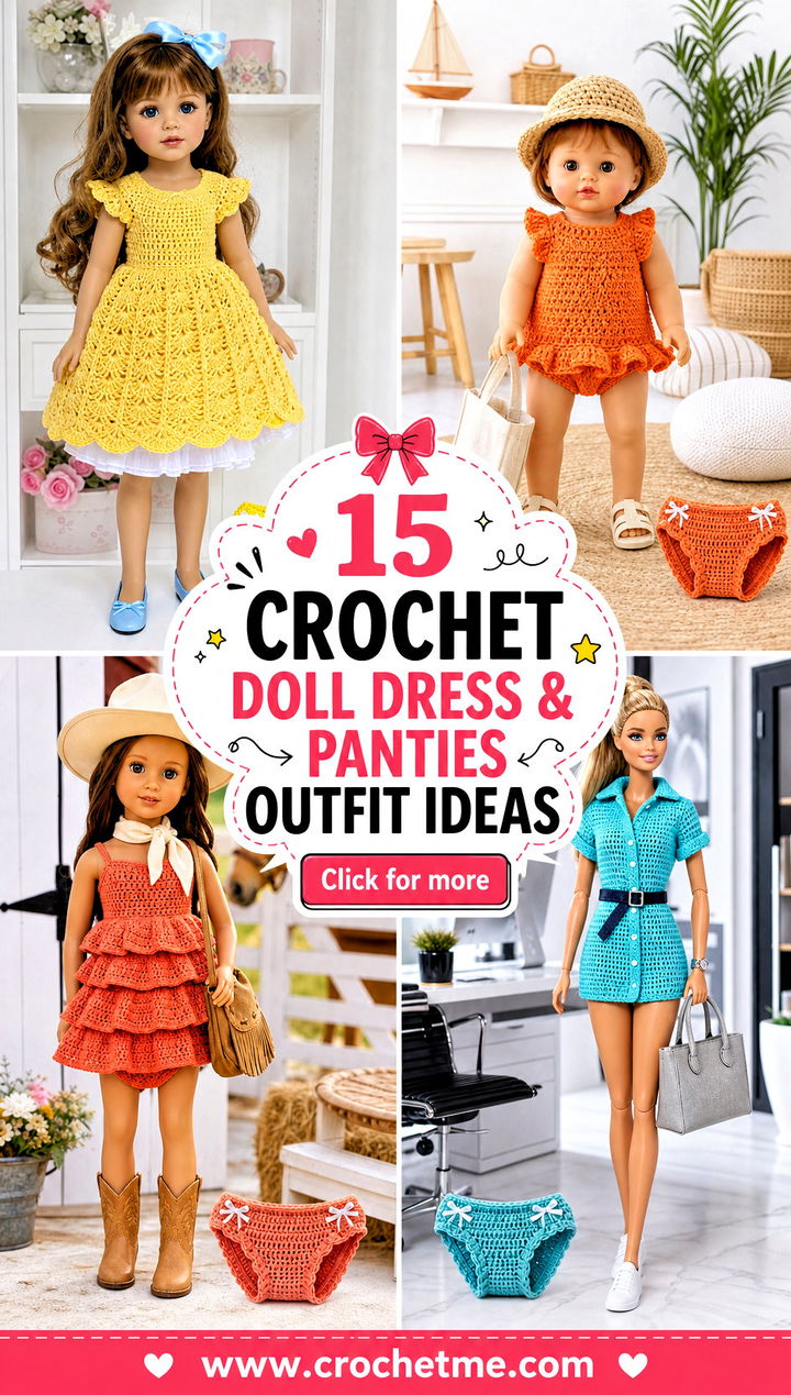 15 crochet doll dress and panties outfit ideas - 15 crochet doll dress & panties outfit ideas