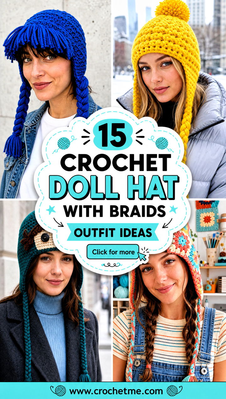 15 crochet doll hat with braids outfit ideas - 15 crochet doll hat with braids outfit ideas