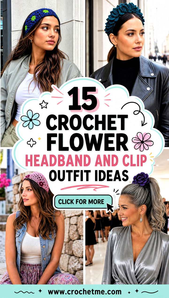 15 crochet flower headband and clip outfit ideas - 15 crochet flower headband and clip outfit ideas