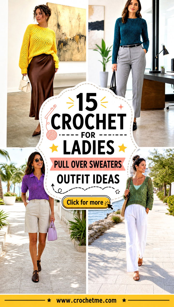 15 crochet for ladies pull over sweaters outfit ideas - 15 crochet for ladies pull over sweaters outfit ideas