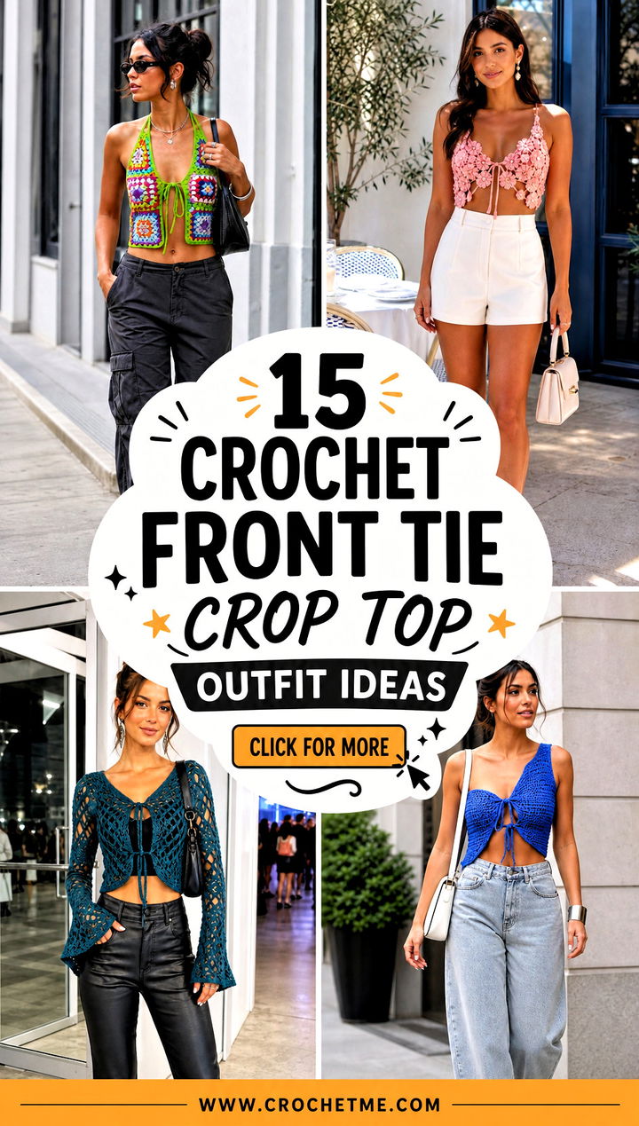 15 crochet front tie crop top outfit ideas - 15 crochet front tie crop top outfit ideas